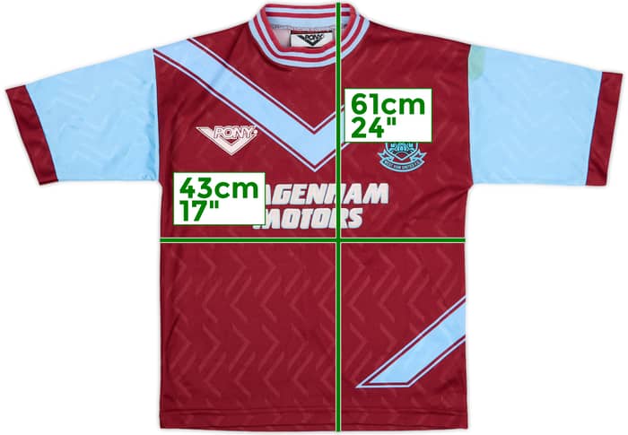 1993-95 West Ham Home Shirt #9 - 8/10 - (L.Boys)