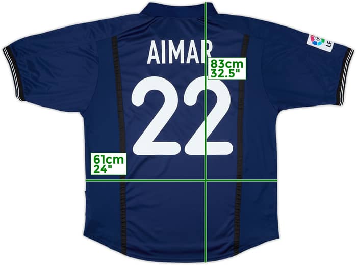2000-01 Valencia Away Shirt Aimar #22 - 9/10 - (XL)