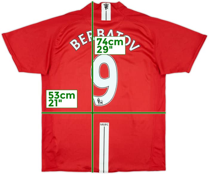 2007-09 Manchester United Home Shirt Berbatov #9 - 6/10 - (L)