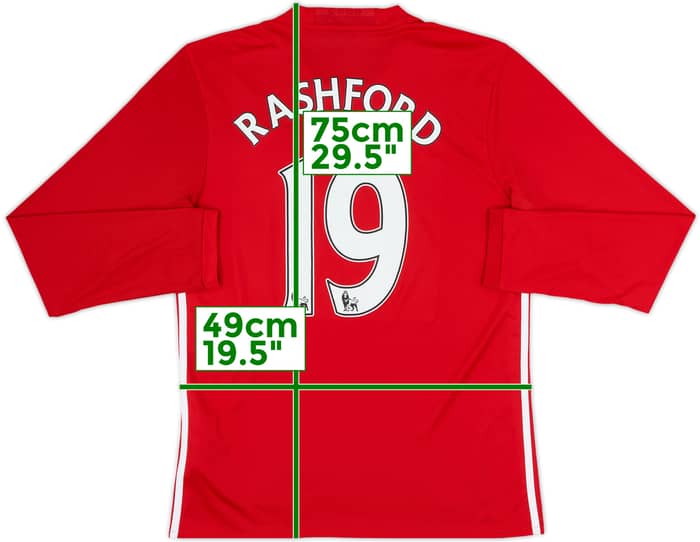 2016-17 Manchester United Home L/S Shirt Rashford #19 - 6/10 - (M)