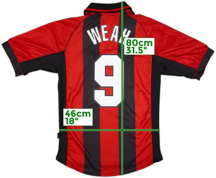 1998-00 AC Milan Home Shirt Weah #9 (S)