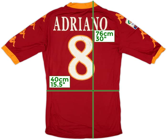2010-11 Roma Home Shirt Adriano #8 - 5/10 - (S)