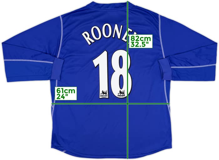 2002-03 Everton Home L/S Shirt Rooney #18 - 8/10 - (XXL)