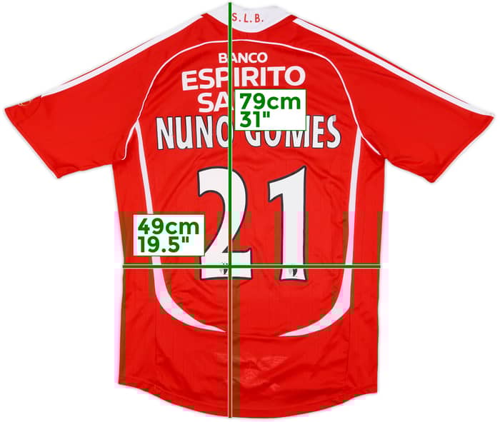 2006-07 Benfica Home Shirt Nuno Gomes #21 - 7/10 - (M)