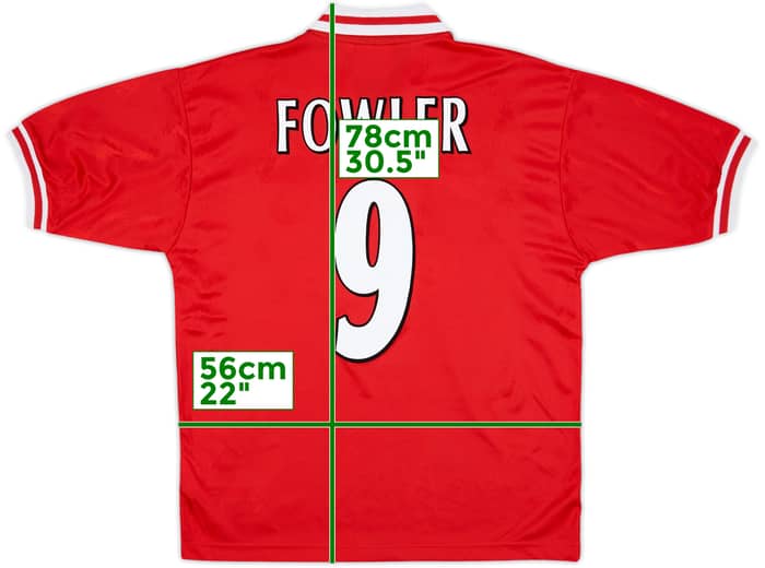 1996-98 Liverpool Home Shirt Fowler #9 - 6/10 - (M)