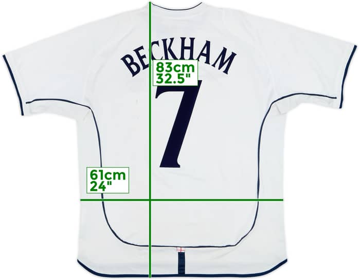 2001-03 England Home Shirt Beckham #7 - 6/10 - (XL)