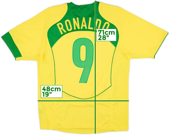 2004-06 Brazil Home Shirt Ronaldo #9 - 8/10 - (S)