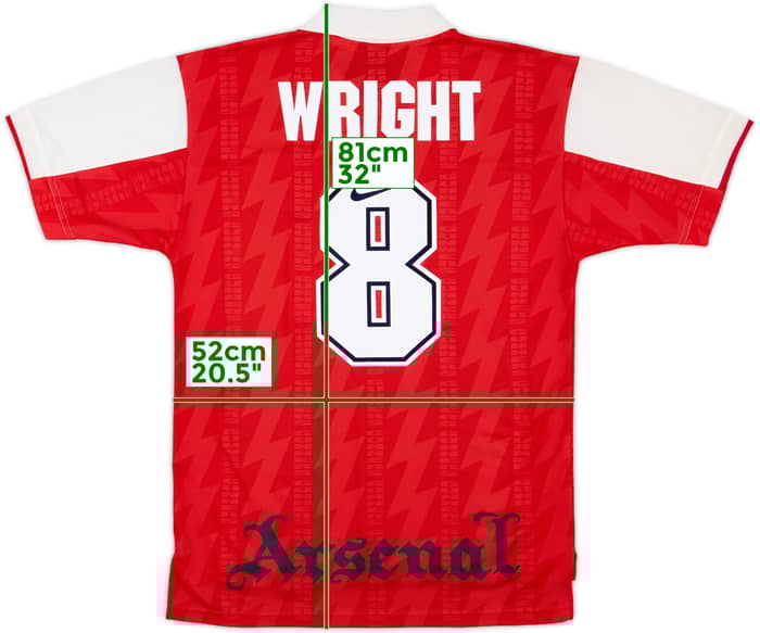 1994-96 Arsenal Home Shirt Wright #8 - 8/10 - (M)