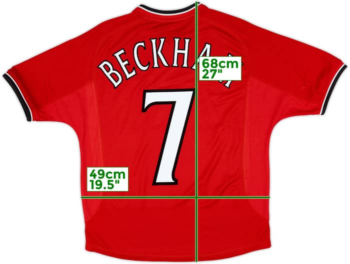 2000-02 Manchester United Home Shirt Beckham #7 - 8/10 - (XL.Boys)