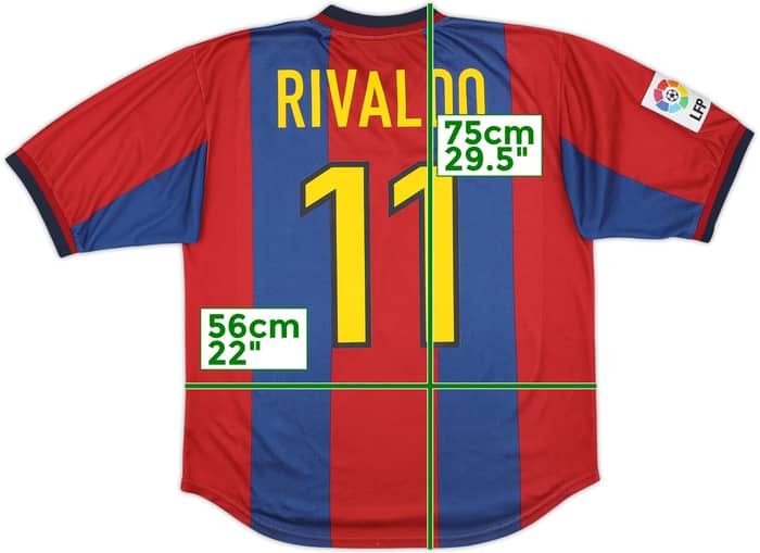1998-00 Barcelona Home Shirt Rivaldo #11 - 8/10 - (M)