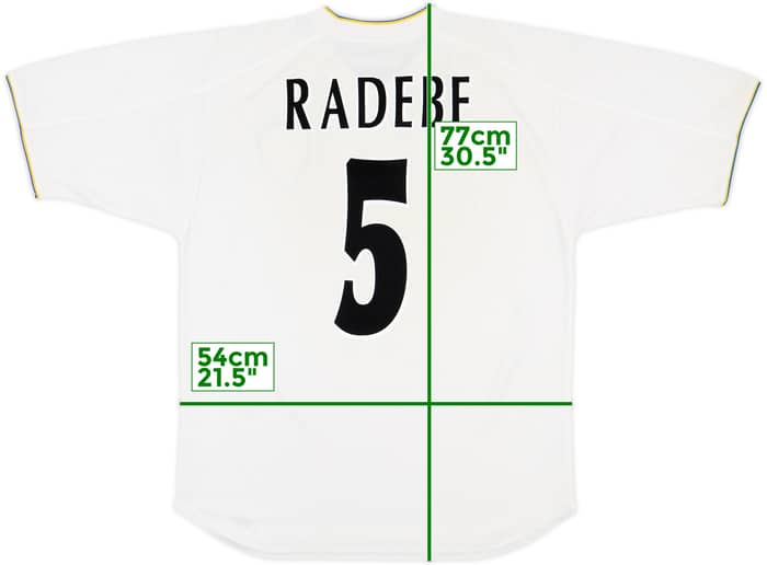 2000-02 Leeds United Home Shirt Radebe #5 - 6/10 - (M)