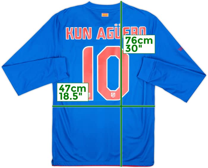 2010-11 Atletico Madrid Player Issue Away L/S Shirt Kun Aguero #10 - 10/10 - (S)