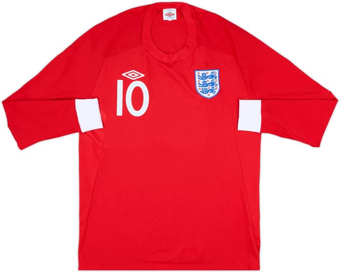 2010-11 England Away L/S Shirt #10 (Rooney) - 9/10 - (L)