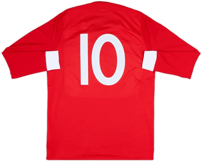 2010-11 England Away L/S Shirt #10 (Rooney) - 9/10 - (L)