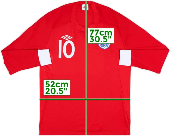 2010-11 England Away L/S Shirt #10 (Rooney) - 9/10 - (L)
