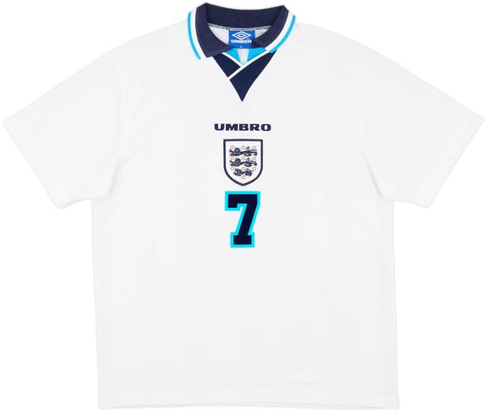 1995-97 England Home Shirt Beckham #7 - 7/10 - (XL)