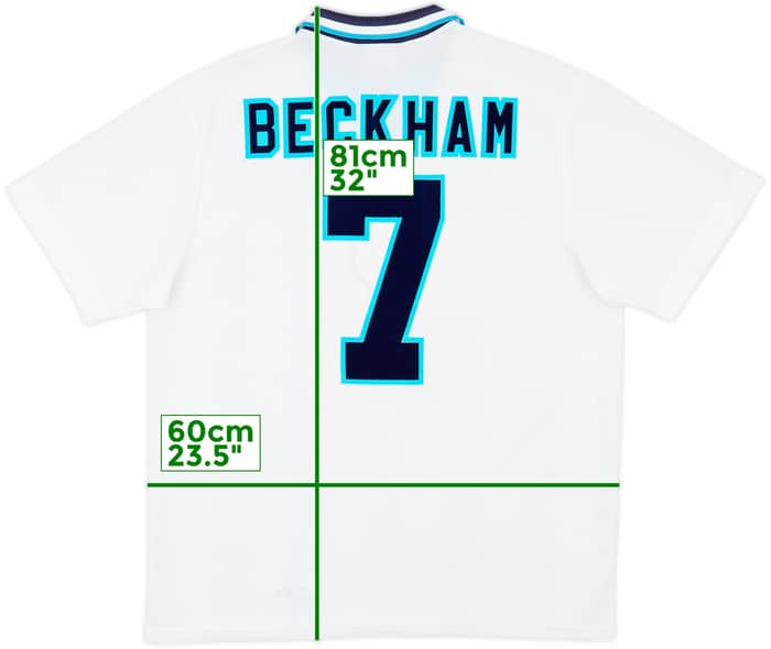 1995-97 England Home Shirt Beckham #7 - 7/10 - (XL)