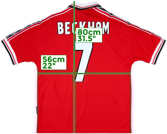 1998-00 Manchester United Home Shirt Beckham #7 - 10/10 - (L)