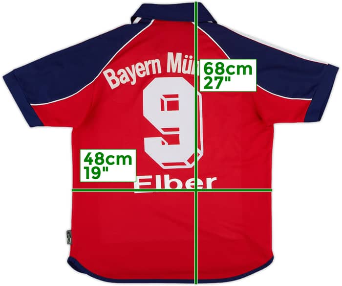1999-01 Bayern Munich Home Shirt Elber #9 - 7/10 - (XL.Boys)