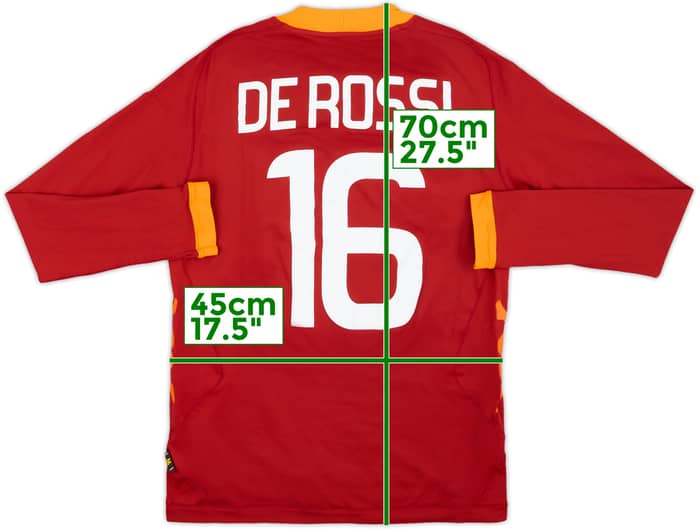 2011-12 Roma Home L/S Shirt De Rossi #16 - 9/10 - (M)