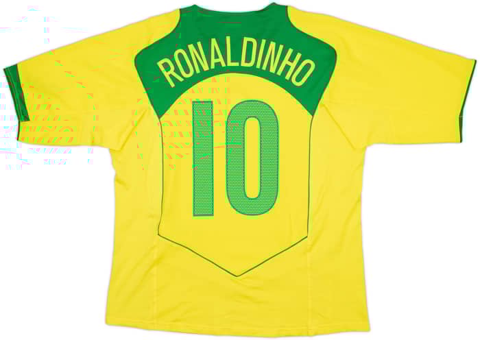 2004-06 Brazil Home Shirt Ronaldinho #10 - 8/10 - (L)
