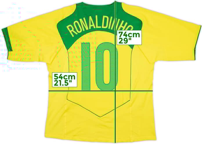 2004-06 Brazil Home Shirt Ronaldinho #10 - 8/10 - (L)