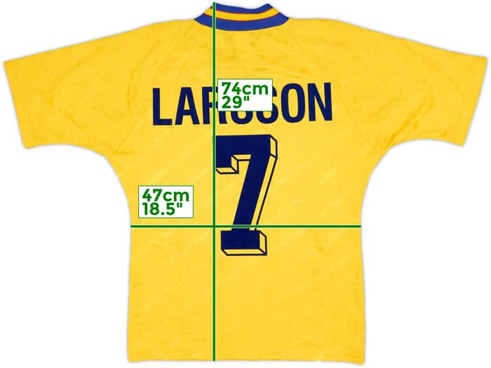 1994-96 Sweden Home Shirt Larsson #7 - 8/10 - (M)
