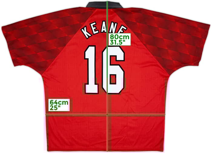 1996-98 Manchester United Home Shirt Keane #16 - 9/10 - (XXL)