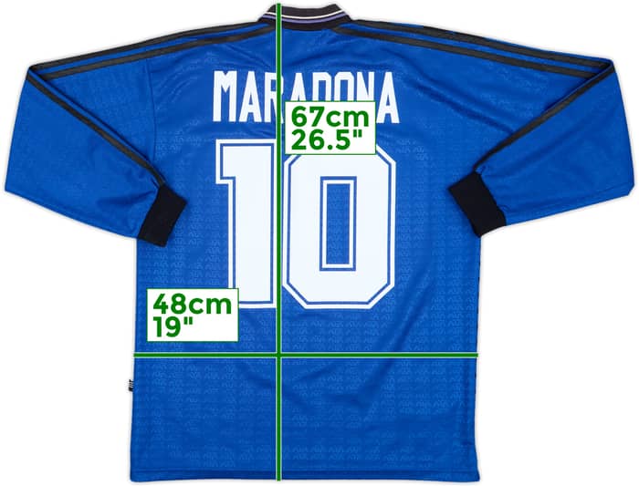 1994-97 Argentina Away L/S Shirt Maradona #10 - 9/10 - (L)