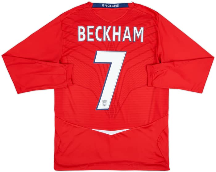 2008-10 England Away L/S Shirt Beckham #7 - 5/10 - (M)