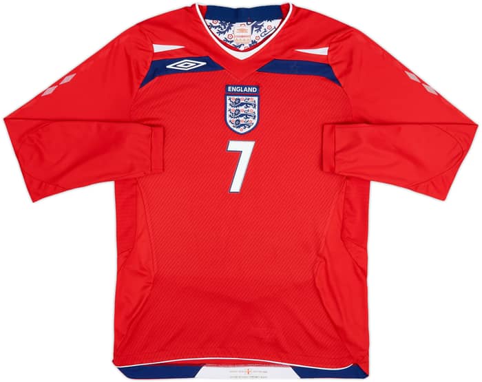 2008-10 England Away L/S Shirt Beckham #7 - 5/10 - (M)