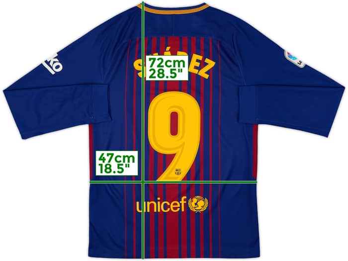 2017-18 Barcelona Home L/S Shirt Suarez #9 - 8/10 - (S)