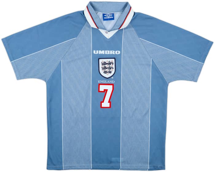 1996-97 England Away Shirt Beckham #7 - 8/10 - (L)