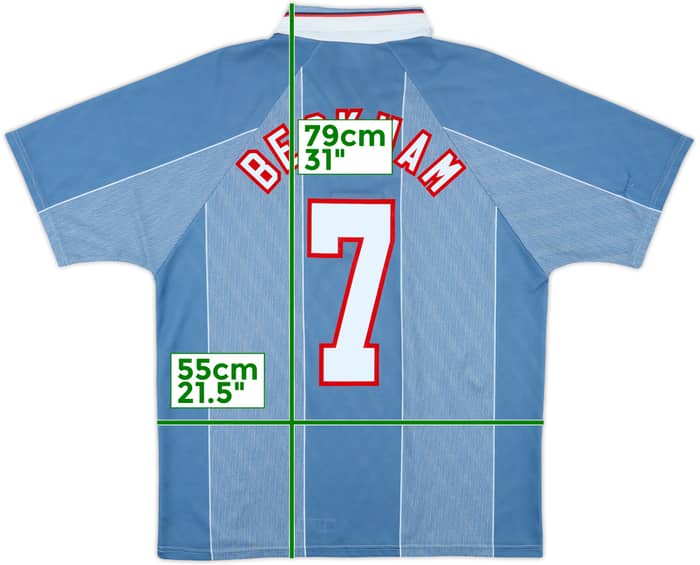 1996-97 England Away Shirt Beckham #7 - 8/10 - (L)