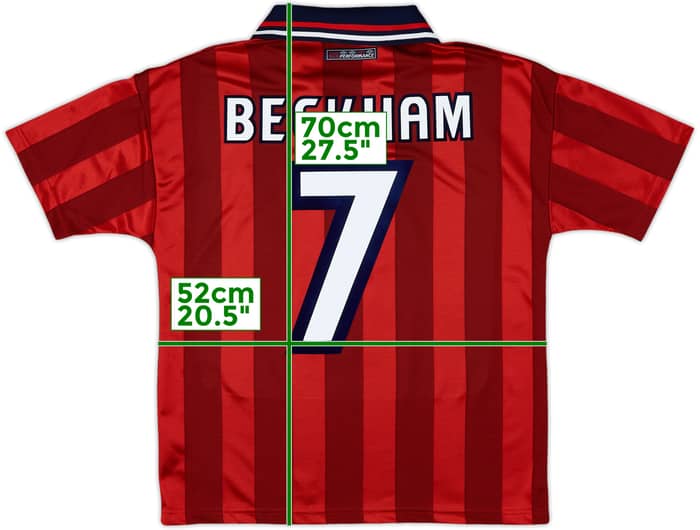1997-99 England Away Shirt Beckham #7 - 8/10 - (Y)
