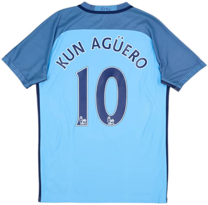 2016-17 Manchester City Authentic Home Shirt Kun Aguero #10 - 9/10 - (M)