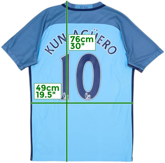 2016-17 Manchester City Authentic Home Shirt Kun Aguero #10 - 9/10 - (M)