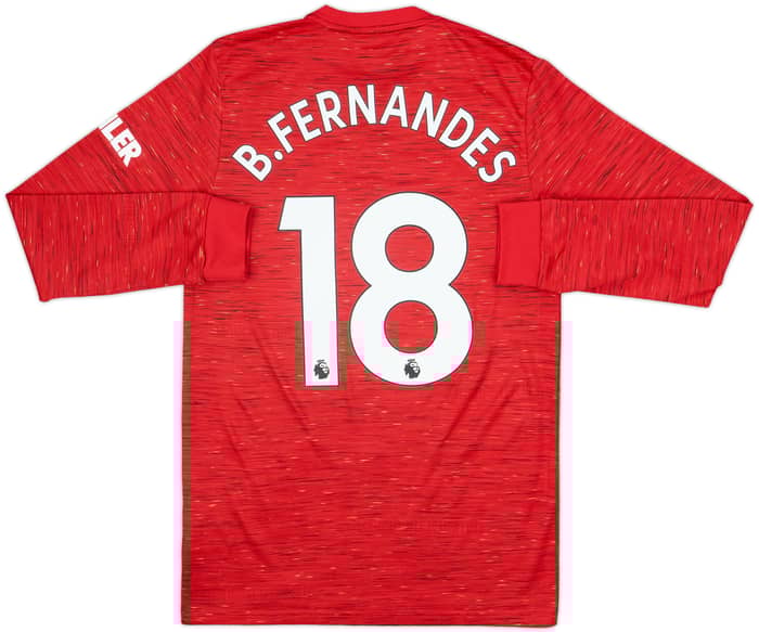2020-21 Manchester United Home L/S Shirt B.Fernandes #18 - 10/10 - (S)