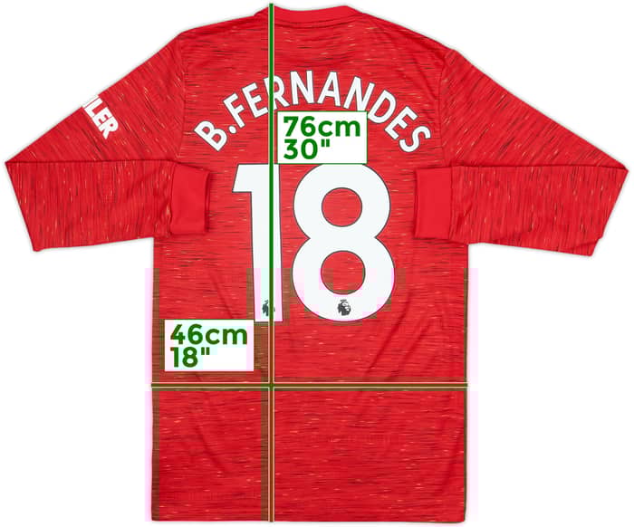 2020-21 Manchester United Home L/S Shirt B.Fernandes #18 - 10/10 - (S)