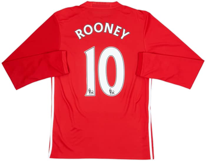 2016-17 Manchester United Home L/S Shirt Rooney #10 - 8/10 - (S)