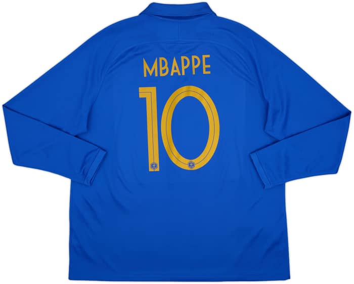 2019 France Centenary Home L/S Shirt Mbappe #10 - 8/10 - (XXL)