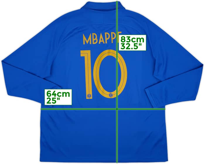 2019 France Centenary Home L/S Shirt Mbappe #10 - 8/10 - (XXL)