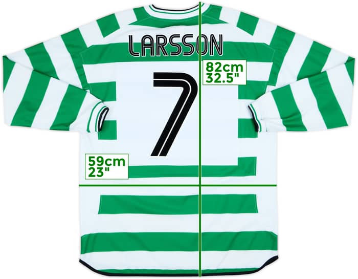 2001-03 Celtic Home L/S Shirt Larsson #7 - 7/10 - (XL)