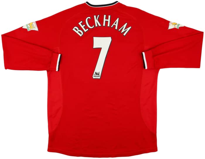 2000-02 Manchester United Home L/S Shirt Beckham #7 - 6/10 - (XL)
