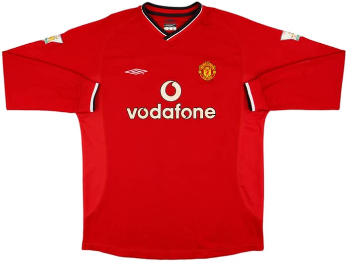 2000-02 Manchester United Home L/S Shirt Beckham #7 - 6/10 - (XL)