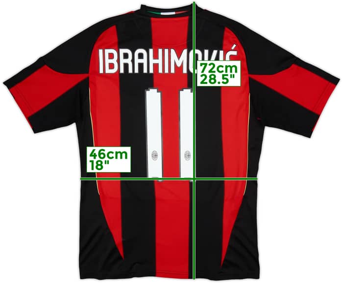 2010-11 AC Milan Home Shirt Ibrahimovic #11 - 10/10 - (S)