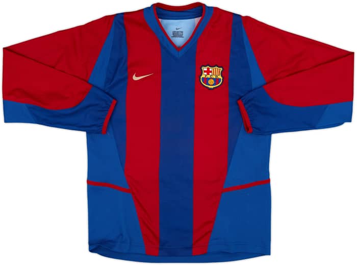 2002-03 Barcelona Home L/S Shirt Riquelme #10 - 8/10 - (L.Boys)