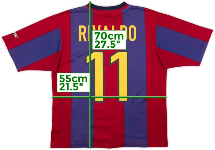 1998-00 Barcelona Basic Home Shirt Rivaldo #11 - 5/10 - (M)