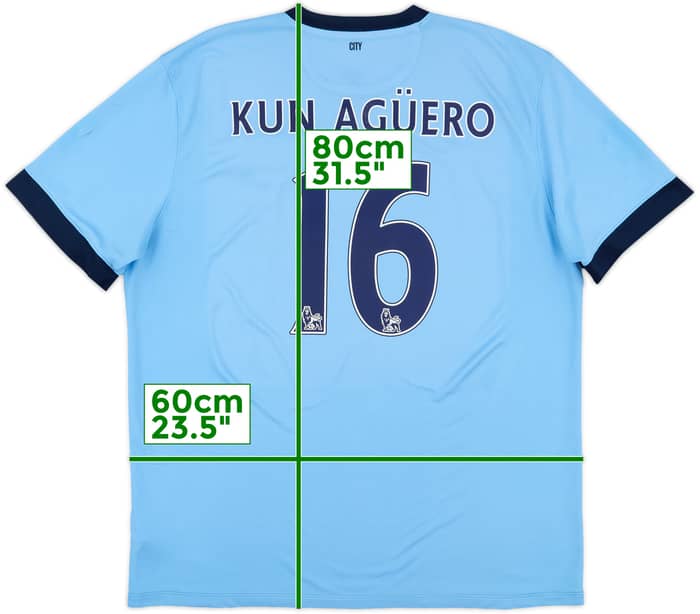 2014-15 Manchester City Home Shirt Kun Aguero #16 - 5/10 - (XXL)