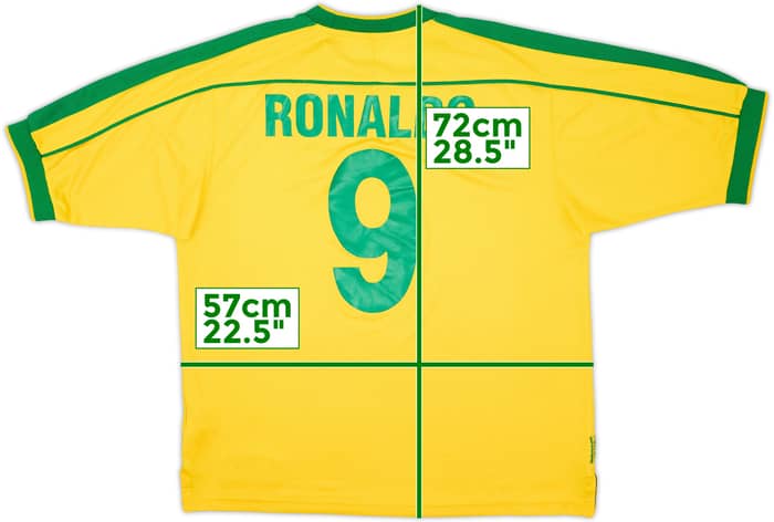 1998-00 Brazil Home Shirt Ronaldo #9 - 7/10 - (L)